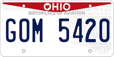 OH license plate GOM5420