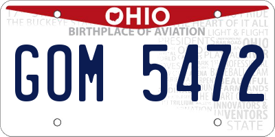OH license plate GOM5472