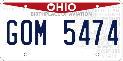 OH license plate GOM5474