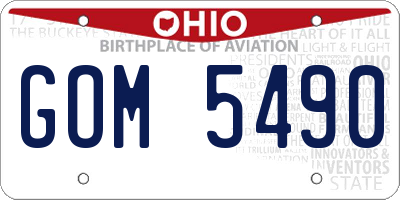 OH license plate GOM5490