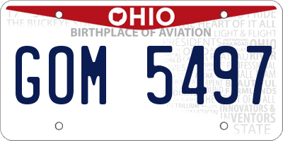 OH license plate GOM5497