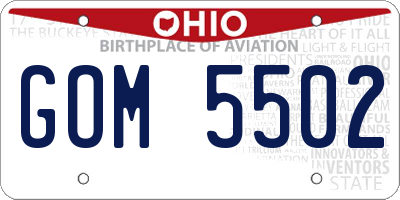 OH license plate GOM5502