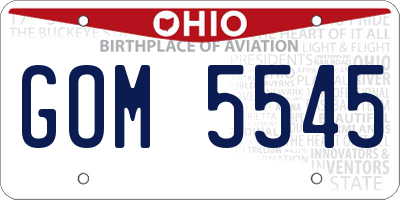 OH license plate GOM5545