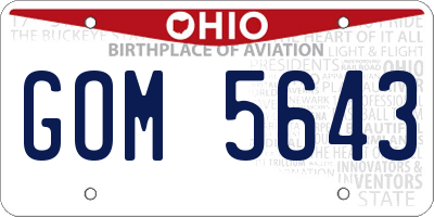 OH license plate GOM5643
