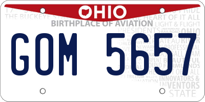 OH license plate GOM5657