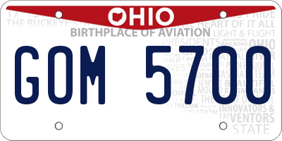 OH license plate GOM5700