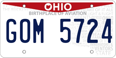 OH license plate GOM5724