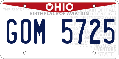 OH license plate GOM5725