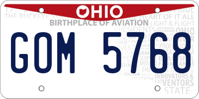 OH license plate GOM5768