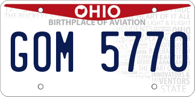 OH license plate GOM5770
