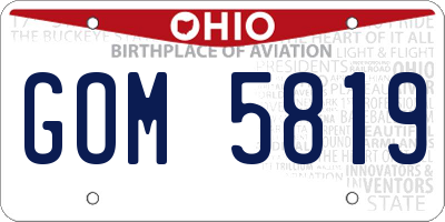 OH license plate GOM5819