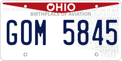 OH license plate GOM5845