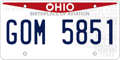 OH license plate GOM5851