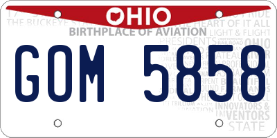 OH license plate GOM5858