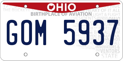 OH license plate GOM5937