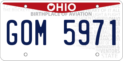 OH license plate GOM5971