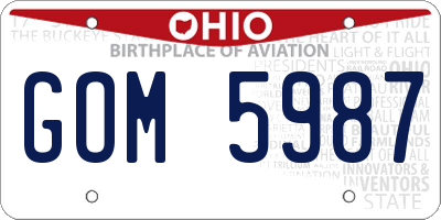 OH license plate GOM5987