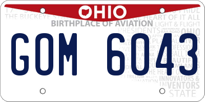 OH license plate GOM6043
