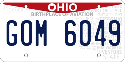 OH license plate GOM6049