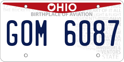 OH license plate GOM6087