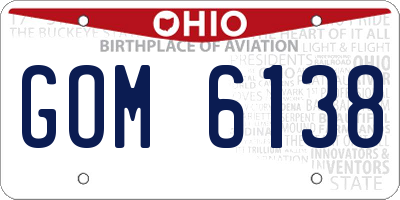 OH license plate GOM6138