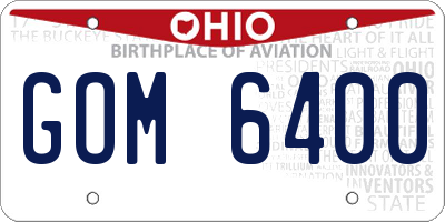 OH license plate GOM6400