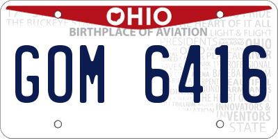 OH license plate GOM6416