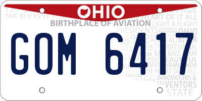 OH license plate GOM6417