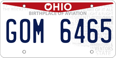 OH license plate GOM6465