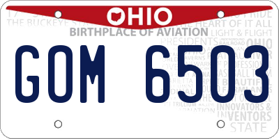 OH license plate GOM6503