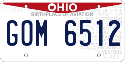OH license plate GOM6512
