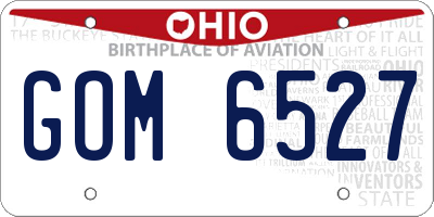 OH license plate GOM6527