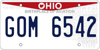 OH license plate GOM6542