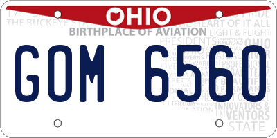 OH license plate GOM6560