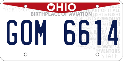 OH license plate GOM6614