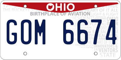 OH license plate GOM6674