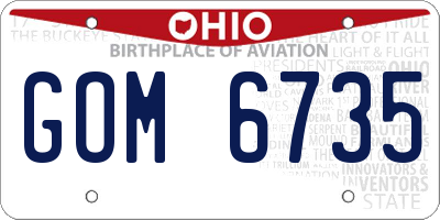 OH license plate GOM6735
