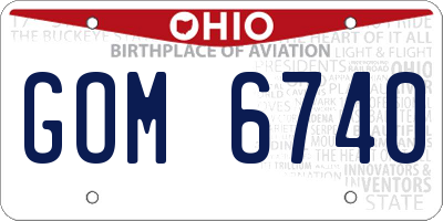 OH license plate GOM6740