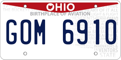 OH license plate GOM6910