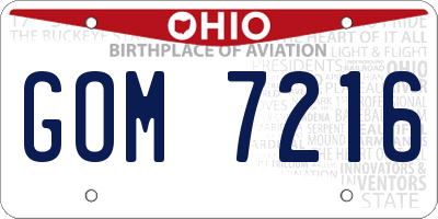 OH license plate GOM7216