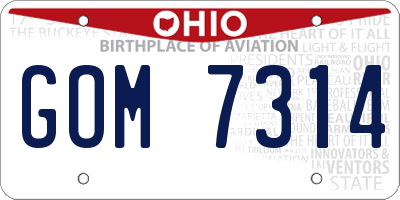 OH license plate GOM7314