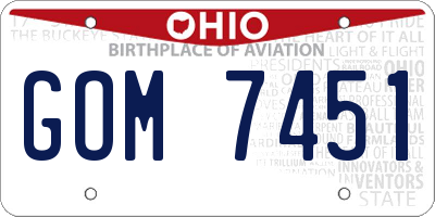 OH license plate GOM7451