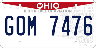 OH license plate GOM7476