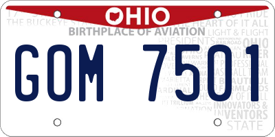 OH license plate GOM7501