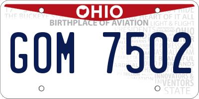 OH license plate GOM7502