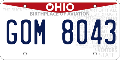 OH license plate GOM8043