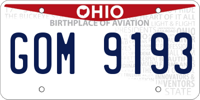 OH license plate GOM9193