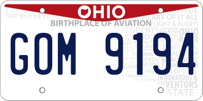 OH license plate GOM9194