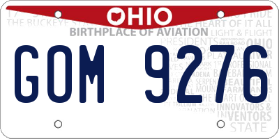 OH license plate GOM9276