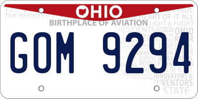 OH license plate GOM9294